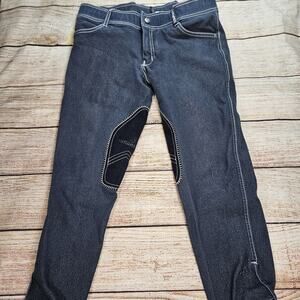 Romfh Breeches Girls Size 16 Denim Equestrian Horse Riding Knee Patch Pants